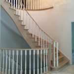 circular-stair-tread-and-riser-replacement-new-custom-make-nosing-re-veneering-stringers-new-railing-in-white-spindles-new-posts-installation-in-mississauga